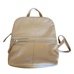 TANO Leather Tan Backpack Zipper Minimalist
